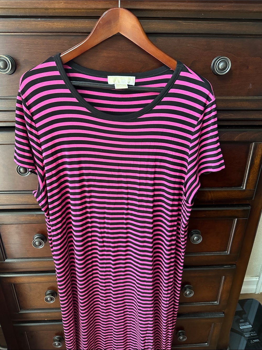 Michael Kors Pink and Black Striped Maxi Dress